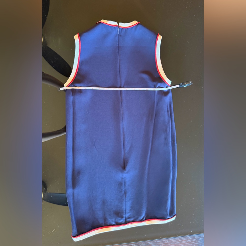 GUCCI - Navy Mini Shift Dress with White and Red Contrast Trim - Picture 7 of 15